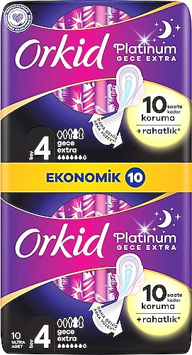 Orkid Platinum Gece Ekstra (BOY 4) 10 Adet Hijyenik Ped