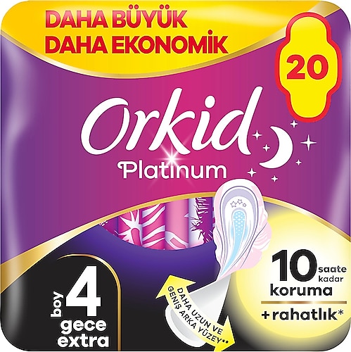 Orkid Platinum Gece Ekstra Boy 4 Hijyenik Ped 20'li