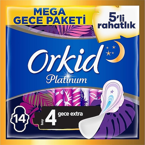 Orkid Platinum Gece Extra Boy 4 Hijyenik Ped 14'lü