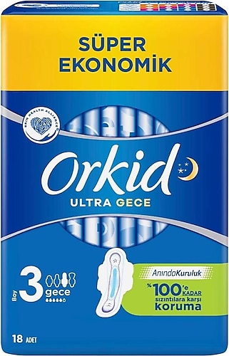 Orkid Ultra Extra Gece Boy 3 Hijyenik Ped 18'li