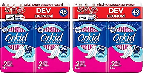 Orkid Ultra Extra Uzun Boy 2 Cesaret Paketi Hijyenik Ped 48'li 2 Adet
