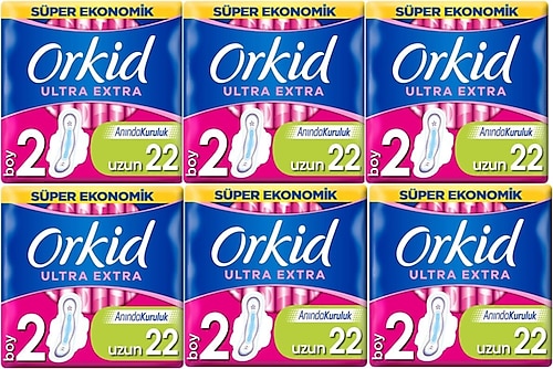 Orkid Ultra Extra Uzun Boy 2 Hijyenik Ped 22'li 6 Adet