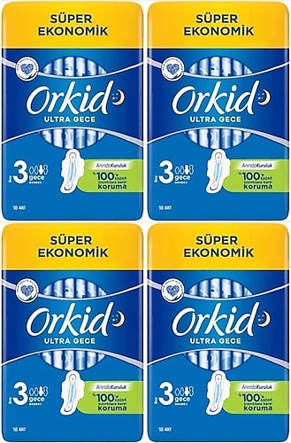 Orkid Ultra Gece Boy 3 Hijyenik Ped 18'li 4 Adet