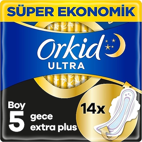 Orkid Ultra Gece Extra Plus Boy 5 Hijyenik Ped 14'lü