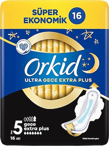 Orkid Ultra Gece Extra Plus Boy 5 Hijyenik Ped 16'lı