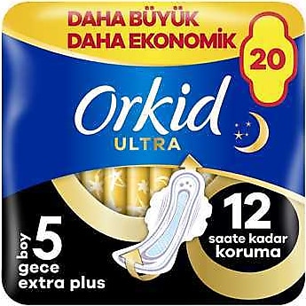 Orkid Ultra Gece Extra Plus (Boy 5) Hijyenik Ped 20'li