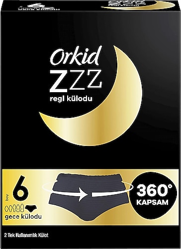 Orkid ZZZ Gecelik Tek Kullanımlık (Boy 6) Regl Külodu 2'li