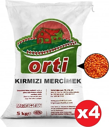 Orti Kırmızı Mercimek 5 Kg x 4 Paket.