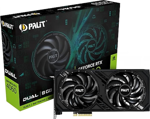 Palit RTX 4060 Dual NE64060019P1-1070D 128 Bit GDDR6 8 GB Ekran Kartı