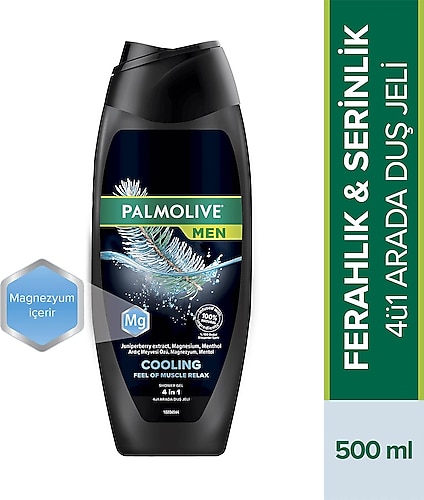 Palmolive Men Cooling 4'ü 1 Arada Magnezyum ve Mentollü Serinlik Veren Duş Jeli 500 ml