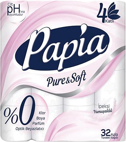 Papia Pure & Soft 4 Katlı 32'li Tuvalet Kağıdı