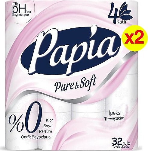 Papia Pure & Soft 4 Katlı 64'lü Tuvalet Kağıdı
