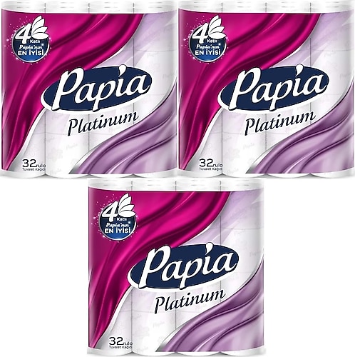 Papia Tuvalet Kağıdı (4 Katlı) 96 Lı Pk Platinum (3PKx32)
