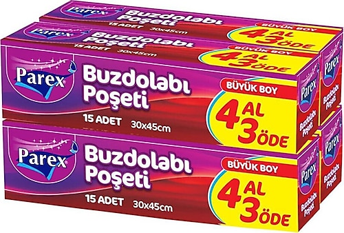 Parex Büyük Boy Buzdolabı Poşeti 4x15'li