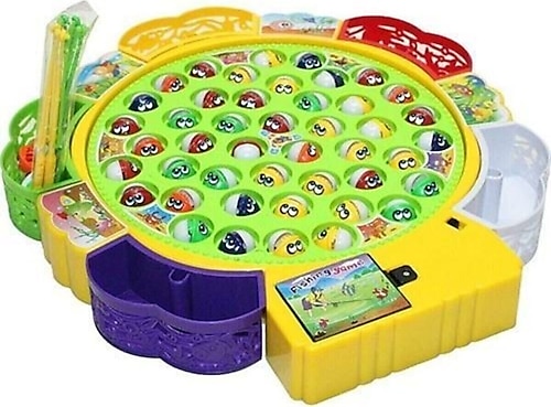 Pasifik Toys Balık Tutma Oyunu Pilli Sesli Oltalı Büyük Boy - 45 Balık 5 Olta - Renkli