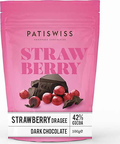 Patiswiss 100 gr Bitter Çilekli Çikolata Kaplı Draje
