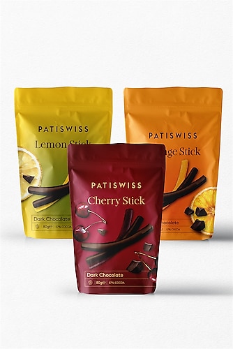 Patiswiss Bitter Çikolatalı Portakal, Limon ve Vişne Çubukları Set