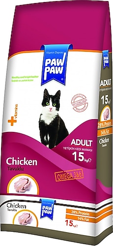 Paw Paw Tavuk Etli 15 kg Yetişkin Kedi Maması