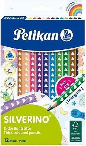 Pelikan Silverino 12'li Jumbo Üçgen Kuru Boya