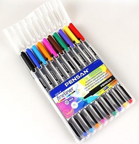 Pensan Fineliner Keçe Uçlu 0,4 mm 10 Renk Kutulu Set