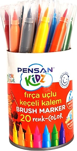 Pensan Kavanozlu 20'li Fırça Uçlu Keçeli Kalem Seti