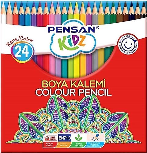 Pensan Kidz Kuru Boya 24 Renk Tam Boy