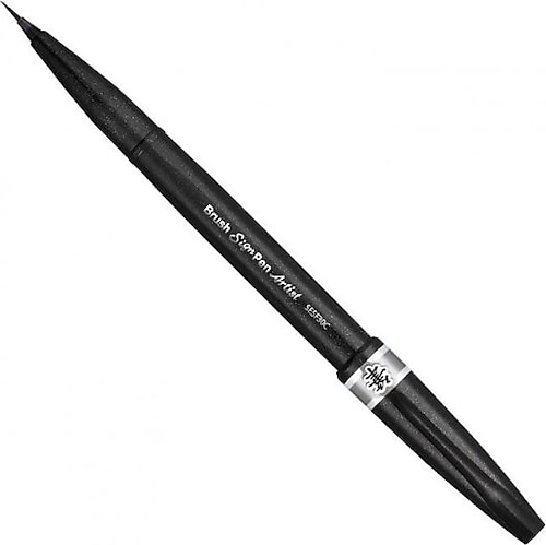 Pentel Brush Sign Pen Artist Ince Firca Uclu Kalem Sıyah