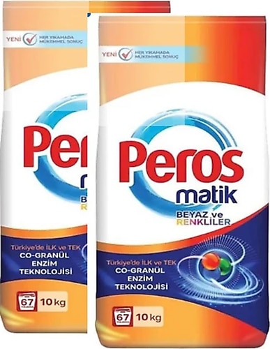 Peros Matik Beyazlar ve Renkliler 10 kg 2'li Toz Deterjan