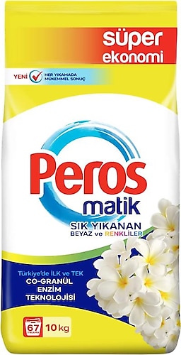 Peros Matik Sık Yıkanan Yasemin Çiçeği Beyaz ve Renkliler için 10 kg Toz Deterjan