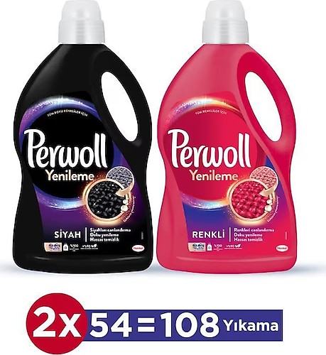 Perwoll Hassas Bakım Sıvı Çamaşır Deterjanı 2'li Set (2x2,97L Siyah+Renkli Yenileme)