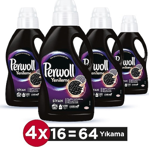 Perwoll Siyah & Doku Siyahlar için Sıvı Deterjan 16 Yıkama 1 lt 4'lü