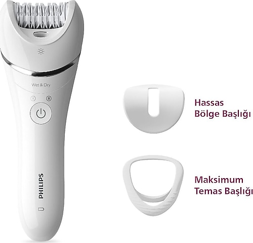 Philips Epilatör (Yüz+Koltuk altı+Bikini Bölgesi+Bacak)Islak-Kuru,Işıklı,Kablosuz