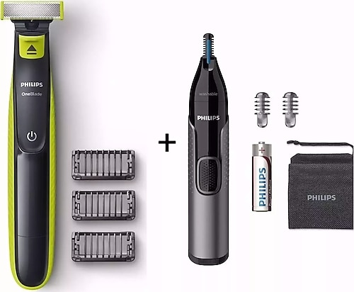 Philips Oneblade Şekillendirici Tıraş Makinesi + Kaş, Burun ve Kulak Kılı Makinesi Hediye