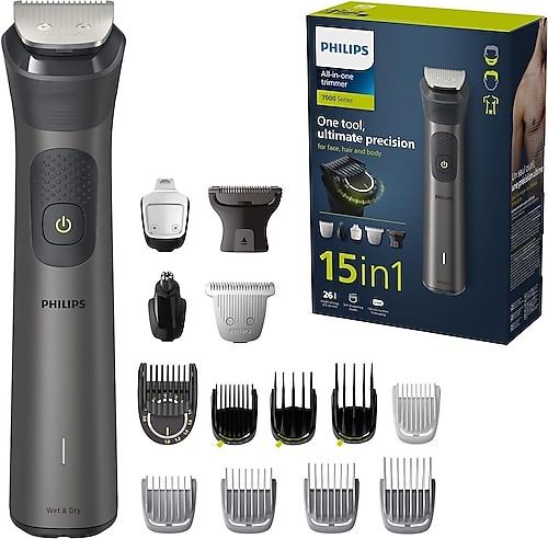 Philips Series 7000 Hepsi Bir Arada Düzeltici, Yüz, Baş ve Vücut için 15'i 1 arada Çoklu Bakım