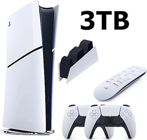 Playstation 5 Slim Dijital 3 TB + 2. Kol + Sarj istasyonu + Medya Kumandası (İthalatçı Garantili)