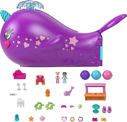 Polly Pocket Sparkle Cove Adventure Narwhal Maceracı Teknesi HKV71