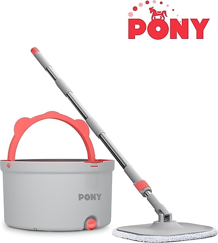 Pony Grı Temız & Kırlı Suyu Ayırma Ozellıgı Otomatık Temızlık Setı Mop Paspas
