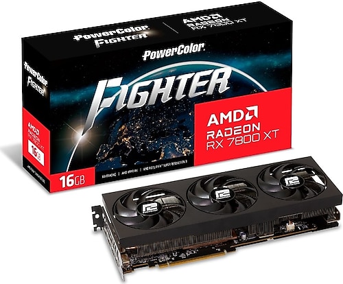 PowerColor RX 7800 XT Fighter 16G-F/OC 256 Bit GDDR6 16 GB Ekran Kartı