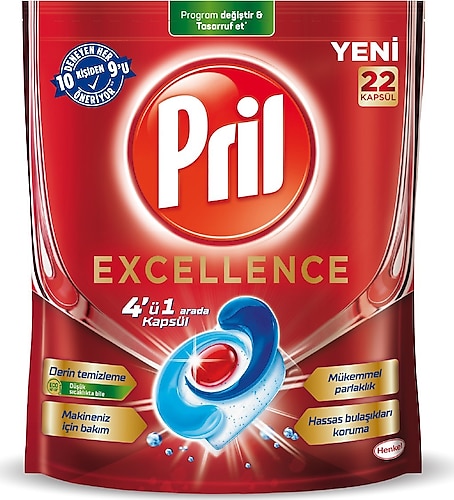 Pril Excellence 4'ü 1 Arada Bulaşık Makinesi Tableti 22'li