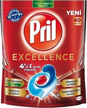Pril Excellence 4'ü 1 Arada Bulaşık Makinesi Tableti 40'lı
