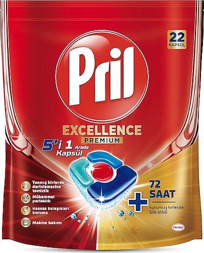 Pril Excellence Premium 5'i 1 Arada Bulaşık Makinesi Tableti 22'li