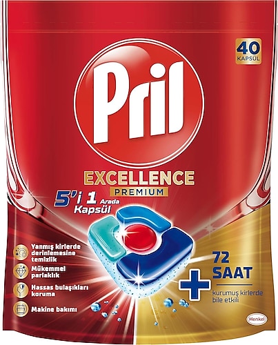Pril Excellence Premium 5'i 1 Arada Bulaşık Makinesi Tableti 40'lı