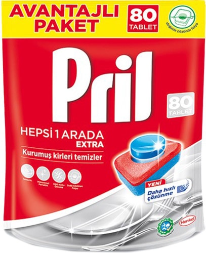 Pril Hepsi Bir Arada Ekstra Bulaşık Makinesi Tableti 80'li