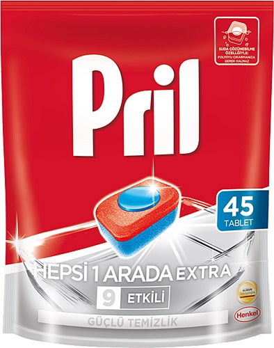 Pril Hepsi Bir Arada Extra Bulaşık Makinesi Tableti 45'li
