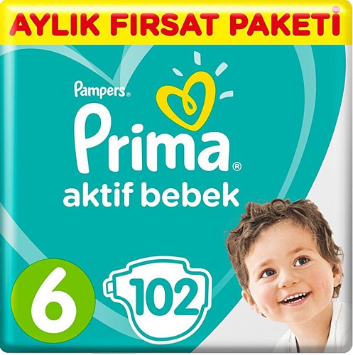 Prima Aktif 6 Numara Ekstra Large 102'li Bebek Bezi