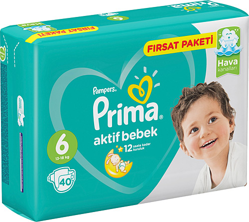 Prima Aktif 6 Numara Extra Large 40'lı Bebek Bezi