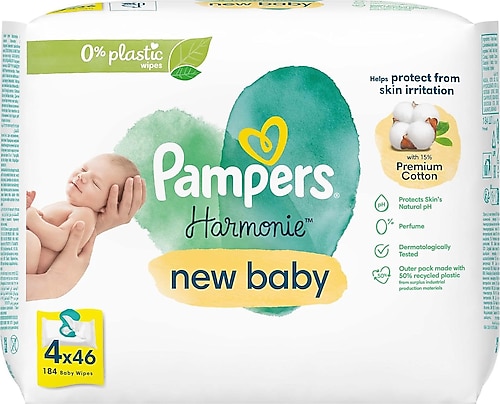 Prima Pampers Harmonie 46 Yaprak 4'lü Paket Islak Mendil