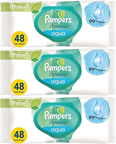 Prima Pampers Harmonie Aqua 48 Yaprak 3'lü Paket Islak Mendil