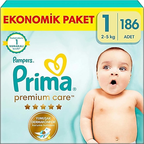 Prima Premium Care 1 Numara Yenidoğan 186'lı Bebek Bezi