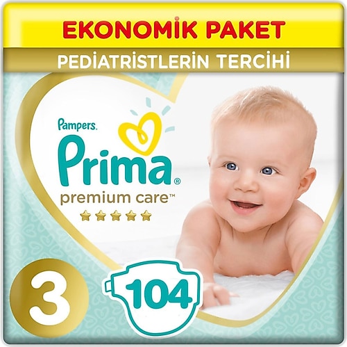 Prima Premium Care 3 Numara Midi 104'lü Bebek Bezi